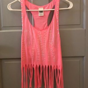 Fringe race back crop top